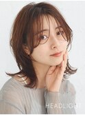 小顔韓国似合わせミディアムウルフレイヤーくびれミルクブラウン