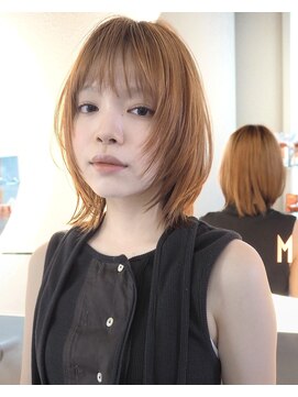 ミンクス渋谷スマートサロン(MINX shibuya smart salon) ブリーチなしオレンジベージュ×アンニュイウルフボブ