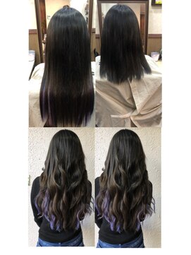 ディー エメ(D-aimer-) 【MAI】エクステでインナー×濃いパープル×淡いパープル