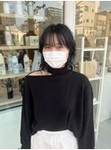 コテ巻き風パーマ/無造作ウェーブくびれミディ,黒髪