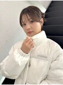 薬院　顔まわりレイヤーカット　ヘアセット　ブリーチなしカラー