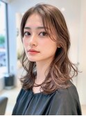 くびれヘア 美髪 ハイライトカラー アプリコットオレンジ