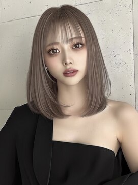 ユーフォリア 渋谷グランデ(Euphoria SHIBUYA GRANDE) ミディアムレイヤー 韓国ヘア 顔周りレイヤー グレージュカラー