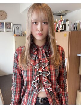 ニューヨークニューヨーク 桂店(NYNY) レイヤーカットセミロング顔まわりカットダブルカラーハイトーン