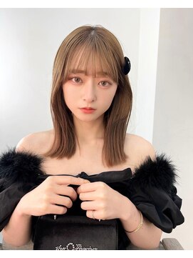 ノク 渋谷(nok) クリアベージュミディアムロブ_ダークアッシュチェリーブラウン