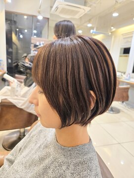 ネオリーブアイム 横浜西口店(Neolive aim) ワンカールボブルフ小顔くすみベージュレイヤー韓国前髪黒髪