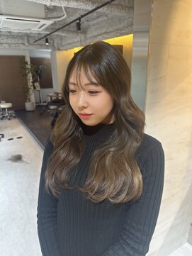 ブリーチなしwカラーで上品な透明感カラー