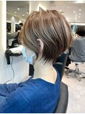 40代50代ハイライト銀座白髪ぼかしひし形くびれショートE