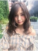 20代30代ブランジュカラーショコラアッシュセミロングパーマ