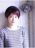 ミルクティーピンク大人かわいい眉上バング小顔束感ショートn3