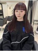 △ブリーチなしダブルカラーボルドーレッドカラーフルバング