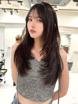 サイン 表参道(SIGN) 韓国ヘアーハッシュカットレイヤーカットグレージュブリーチ無し