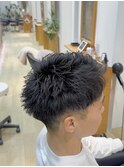 刈り上げショート　× アップバング