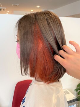 アズールサン 草加西口店(azule-sun) インナーカラー　アプリコットオレンジ×ミルクティーベージュ