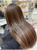ハイライトロング/シルキーベージュ/アースカラー/20代30代40代