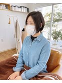 前下がりショート。アッシュブラウン。