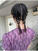ツインヘア　ヘアセット　金箔