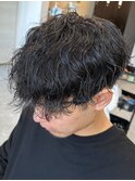 波巻きパーマメンズパーマメンズヘアツーブロックツイストパーマ