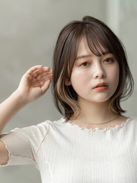 ケアリー 千葉ニュータウン中央(Carelly) 大人かわいい前髪セシルカットココアブラウンフリンジウェーブ