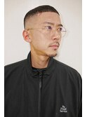 メンズカットスキンフェードベリーショートブルーブラック