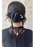 結婚式お呼ばれカチモリタイトシニヨン／ヘアセット/アレンジ
