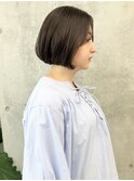 大人かわいい　黒髪ワンレンボブ　ミニボブ