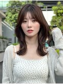 美髪レイヤーカット/顔まわりレイヤー/くびれミディアムレイヤー