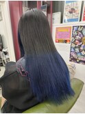 アッシュブラック×ネイビーグラデーション
