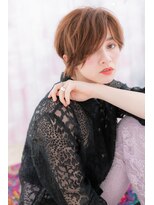 ミック 日暮里店(miq)&nbsp;色っぽかわいいミルクティーピンク前下がりショートb1