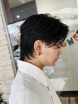 デビュー ヘアーメイク メンズブリーチパーマツインスパイラルフェードツイストウルフ