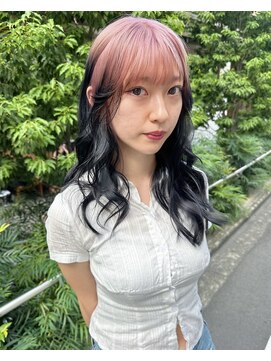 フラム 渋谷(flamme) ペールピンク×ブルーブラック◎ルーツカラー