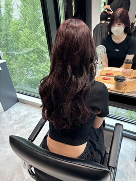 リアン バイ キートス(Lien by kiitos) ボルドーカラー/韓国風/顔まわりカット/サイドバング