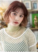 チェリーレッド前髪パーマ大人美人ミニボブc6大宮20代30代40代