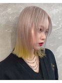 エッジィカラー イエローベージュ/裾カラーイエロー モード