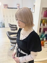 チェレ ブラン 堺東店(Chere brun) ミルクティーベージュ×ハイトーンカラー×切りっぱなしミディ