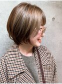 透明感カラー　ショートボブ　ユーレルム新宿