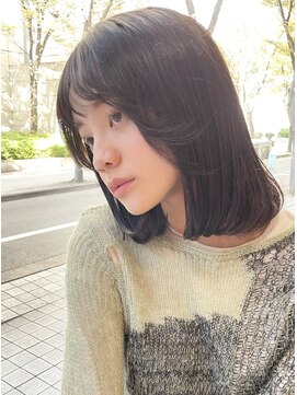 ヨファ ヘアー(YOFA hair) 似合わせカット黒髪セミディ前髪パーマ1103