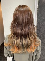 アジールヘア 所沢プロペ通り店(agir hair)&nbsp;シアーカラー姫カットカールインナーカラーオレンジ美髪所沢練馬
