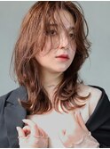 30代40代ミディアムウルフ乾かすだけこなれ透明感
