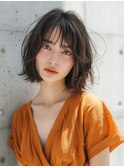 ナチュラルボブミニウルフチェリーブラウン20代30代40代50代