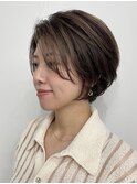丸みショート・ボブ/丸顔/前髪なし/絶壁解消/20代/30代/長め