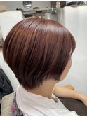 丸みショート × ピンクブラウン
