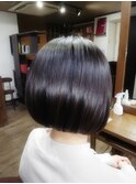 イメチェン黒髪ワンレンボブ