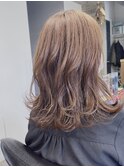 セミロング切りっぱなし外はね◎モカブラウン