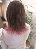 外ハネ/インナーカラー/ビビットピンク