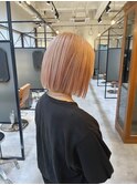 オレンジベージュ/パッツとボブ/ワンれんボブ