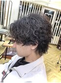 【sho】波巻きパーマメンズパーマセンターパートマッシュウルフ