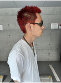レッドスパイキーショートデザインカラーバズカット