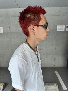 レコ 渋谷(LECO) レッドスパイキーショートデザインカラーバズカット