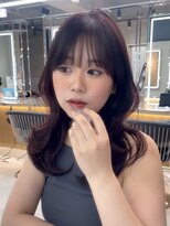 ロンドミラー 博多店(Lond Mirror)&nbsp;ワインレッドカラー/ミディアムレイヤーカット！